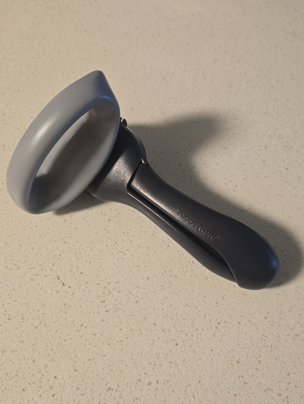 Tupperware Smooth Edge Can Opener Light Gray and Dark Gray